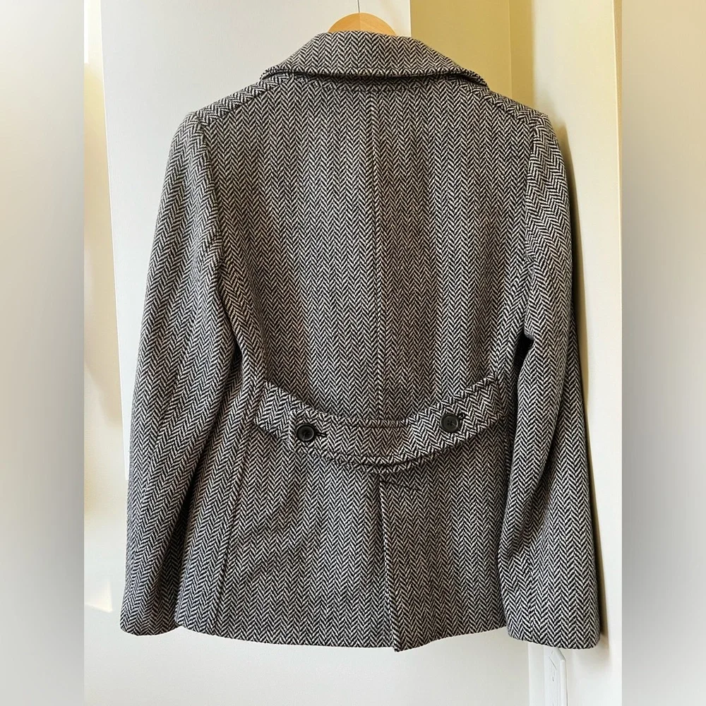 J CREW FACTORY Herringbone‎ Double Breasted Wool Pea Coat Classic Preppy S - Picture 5 of 6